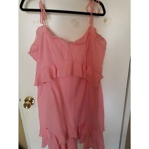 Plus ruffle pink gingham dress
